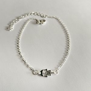 Wellness-House | Enkelbandje Hand Silver | Anklet | 22,5 + 6 CM | Hamsa Enkelbandje | Bescherming | Zilverkleurig | Zen