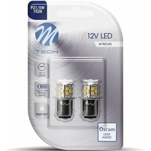 M-Tech LED - BAY15d / P21/5W 12V - Basic 21x Led diode - Wit - Set