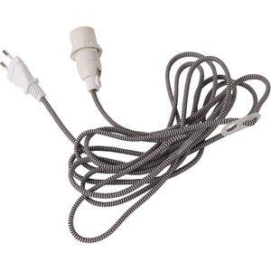 Star Trading fitting E14 'Lacy' met stekker, zwart / wit, textielkabel 350cm