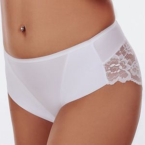 FUNNY DAY Dames Slip FLORENCE – Wit – Maat S – Regular Waist Midi Slip met Kant – Elegante Microvezel Onderbroek