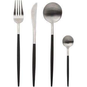 24 stuks bestekset IDA Black & Zilver - Stainless steel