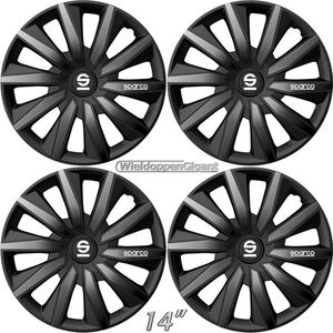 Wieldoppen MILANO-BKGR 14 inch zwart/grijs. Set a 4 stuks (CONTROLEER UW BANDENMAAT en lees a.u.b. de onderstaande, uitgebreide tekst!)