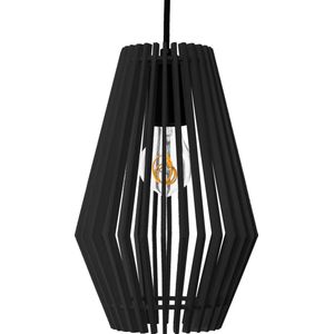 Groenovatie Design Hanglamp - Hout - E27 Fitting - ⌀20 cm - Zwart