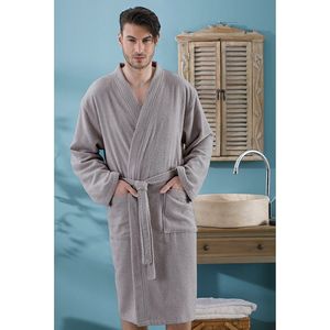 English Home Badjas - Fleece Badstof - Grijs -  Maat L/XL