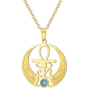 Oog van Horus en Ankh-kruis Edelsteen Ketting - Oud-Egyptisch Amulet