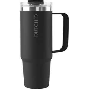 Dutch'D ® - 1 Liter - Tumbler met handvat - Zwart - Travel Cup - Hype - Trend - Thermosbeker met handvat - RVS - Travel Cup - ijskoffie Beker - Drinkbeker