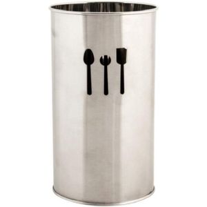 Items Keukengerei houder - inox RVS metaal - rond - 18 cm - Keuken organizer/keukenhulphouder