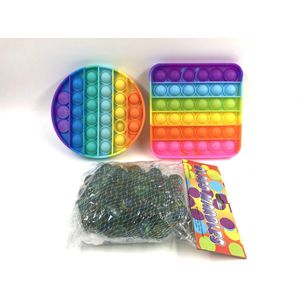 Pop it Fidget toy - Set : 2 x Regenboog kleuren + 100 knikkers
