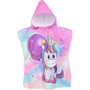 Kinder Poncho Strand Handdoek met Kap - Microvezel, Jongens en Meisjes (60 x 60 cm)