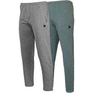 2-Pack Donnay Joggingbroek met rechte pijp - Sportbroek - Heren - Silver marl/Deep Army Green - maat S