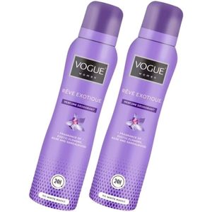 Vogue Reve Exotique Parfum Deodorant- 2 x150 ml - Spray - Geursensatie van Zoete Jasmijn Roos Sandelhout en Neroli