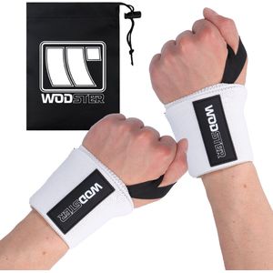WODster Wrist Wraps – Fitness + Crossfit + Krachttraining Polsbandjes – Wrist Straps – Polsbrace – Heren & Dames - Wit