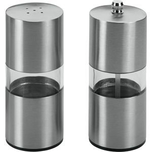 Metaltex - Peper- en zoutmolen - RVS - Acryl - 14 cm hoog - hervulbaar - handig in gebruik - Verstelbaar keramisch mechanisme