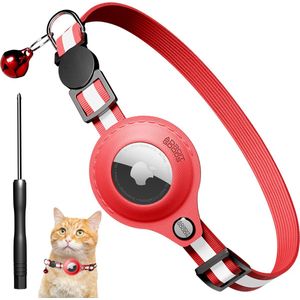 AdroitGoods Airtag Katten/honden halsband - Rood - Gps Tracker Huisdier - Geschikt Voor Apple AirTag