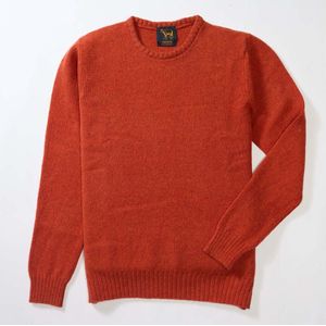 Osborne Knitwear Trui met vervilte ronde hals - Lamswol - Ember - L