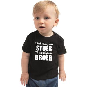 Stoer grote broer cadeau t-shirt zwart voor baby / kinderen - Aankodiging zwangerschap grote broer 68