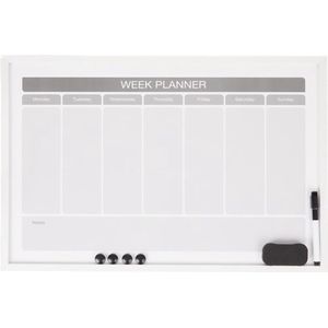 Whiteboard / Weekplanner HAYDEN - Memoboard - Wit / Grijs - 60 x 40 cm