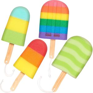 BRUBAKER - Set van 4 Badsponzen - Kleurrijk - Ijslolly Vorm - Hygiënisch en Duurzaam