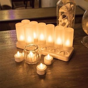 Synergy - Oplaadbare waxinelichtjes - LED Waxinelichtjes - 12 stuks - Inclusief matte houders - Oplaadbare kaarsen - Oplaadbare theelichtjes