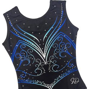 Sparkle&Dream Turnpakje Vicky Zwart - Maat AXXL M/L - Gympakje voor Turnen, Acro, Trampoline en Gymnastiek