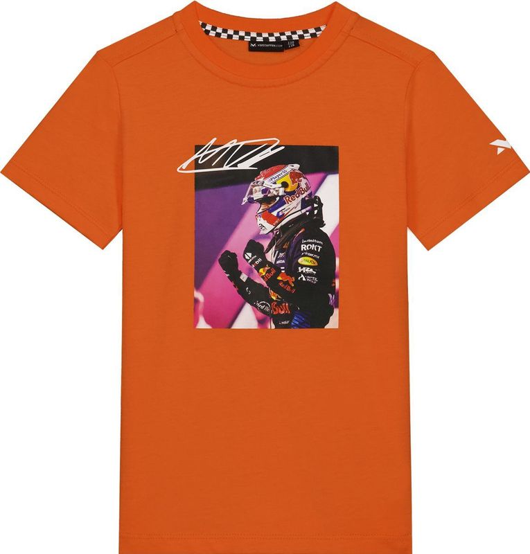 MV Kids - T-shirt Fotoprint - Oranje - Max Verstappen