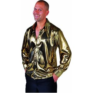 Jaren 80 & 90 Kostuum | Gouden Glitter Folie Blouse Man | Large | Carnaval kostuum | Verkleedkleding