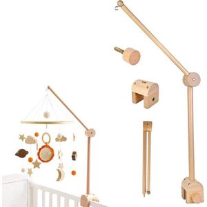 Houten mobiele houder voor babybed hangende armhouder doe-het-zelf houten mobiele houder muziekdoos-opknoping