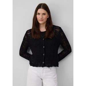 s.Oliver - Gebreid Vest - Zwart - Slanke Pasvorm - Lange Mouw