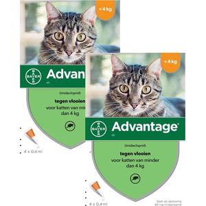 Advantage 40 Kat 4 pip - Anti vlooienmiddel - 2 x 0.4 ml - 0 - 4 Kg