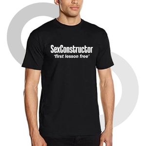 Sex – Grappig Shirt – T-shirt – Vrijgezellenfeest Man – Vrijgezellenfeest Man – Seks – Maat M – Fruit Of The Loom – SexConstructor ‘First Lesson Free’ Shirt