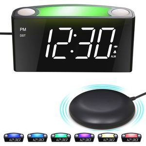 Digitale Wekker met Bedshaker en Nachtlicht - 7"" LED scherm met USB Opladen