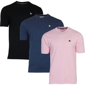 3-Pack Donnay T-shirt (599008) - Sportshirt - Heren - Black/Navy/Shadow Pink (555) - maat S