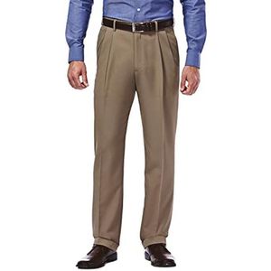 Heren Gabardine Broek Met Verborgen Uitbreidbare Tailleband - Klassieke Fit en Geplooide Voorkant