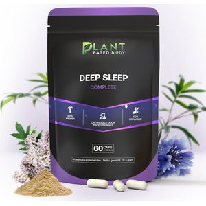 Plant Based Body - Slaappillen - Slaap Supplement - Natuurlijke Kruiden voor Nachtrust - REM Slaap - Valeriaan - Kamille - Magnolia - Hop - Wetenschappelijke Formule - Deep Sleep - Zonder Melatonine en L-theanine - Niet Verslavend - 60 Vegan Capsules