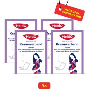 4X Heltiq Kraamverband - 4x 15 stuks - Voordeelverpakking!