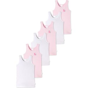 Schiesser Meisjes onderhemd 6 pack Kids Girls fijnrib Organic Cotton
