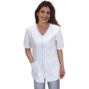 Ritssluiting Werkhemd Dames Katoen Wit - Perfect voor Schoonheidsspecialisten en Kappers