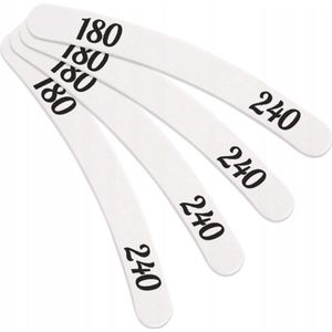 10x Bananen Vijl Korrel 180/240 - Professiole Nagelvijl Wit