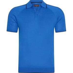 Cappuccino Italia - Heren Polo SS Tipped Tricot Polo - Blauw - Maat S