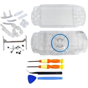 Allecto plus - Behuizing Vervangende Schelp voor Sony PSP 3000 Console (Transparant Wit) met Knoppen en Schroeven