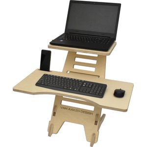 Sta bureau - XL toetsenbord blad - zit sta verhoger - Van Aaken Design - Gemaakt in Nederland - 18mm Berken Multiplex