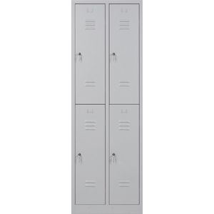 Furni24 Garderobekast, locker, kleedruimte, kledingkast, breedte 40 cm, halve deuren, 180 cm x 80 cm x 50 cm, grijs