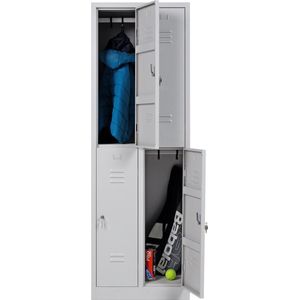 Furni24 Garderobekast, locker, kleedruimte, kledingkast, breedte 40 cm, halve deuren, 180 cm x 80 cm x 50 cm, grijs