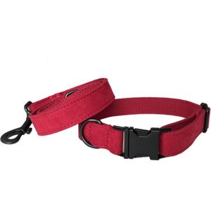 Marble - The Red Set - Rode Hondenhalsband met Bijpassende Riem - Medium