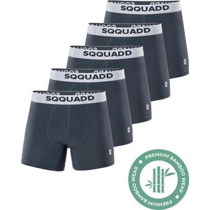 SQQUADD® Bamboe Ondergoed Heren - 5-pack Boxershorts - Maat M - Comfort en Kwaliteit - Voor Mannen - Bamboo - Grijs