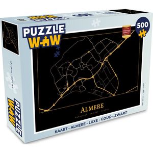 Puzzel Kaart - Almere - Luxe - Goud - Zwart - Legpuzzel - Puzzel 500 stukjes