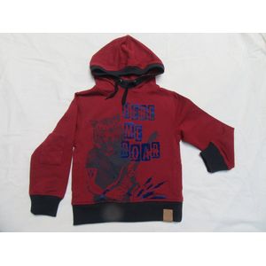 rumbl , jongens, s.shirt met kap , bordeaux , tijger , 104/110