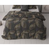 Sleeptime - Dekbedovertrek Golden Leaf - Antraciet - 140x200/260 + 1 Kussensloop 60x70 - Grijs