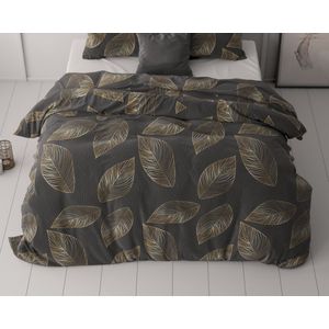 Sleeptime - Dekbedovertrek Golden Leaf - Antraciet - 140x200/260 + 1 Kussensloop 60x70 - Grijs