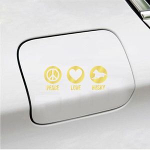 Bumpersticker - Peace Love Husky - 20x9.3 - Goud